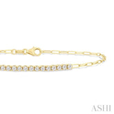 1/2 Ctw Round Cut Diamond Paperclip Chain Bracelet in 14K Yellow Gold